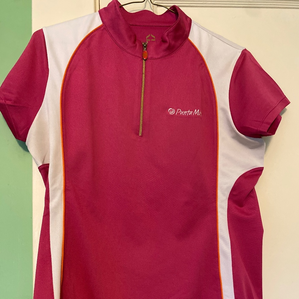 Punta Mita Womens Golf Shirt Pink w/orange  Sz M